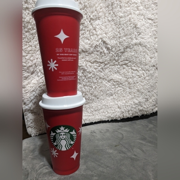 Starbucks 25th anniversary plastic 16 oz. With lids. Limited edition - Picture 4 of 9